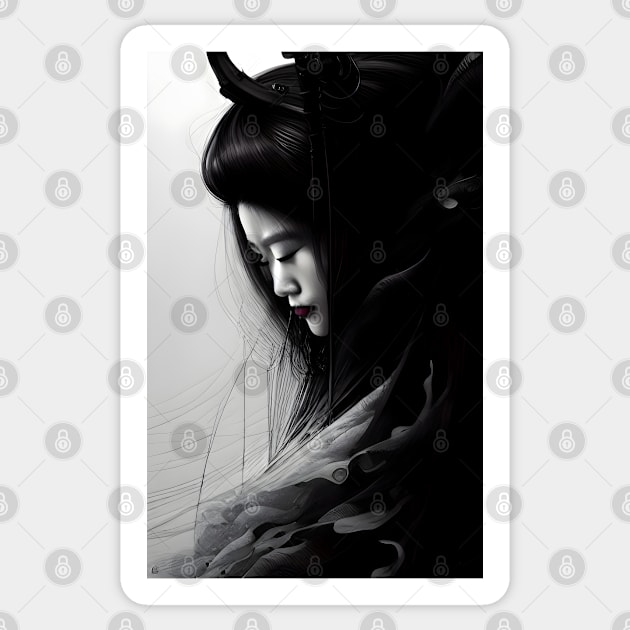 Portrait of a Geisha Sticker by Ravenglow